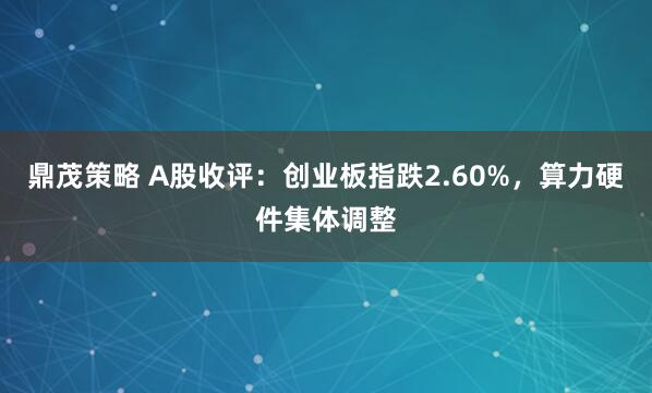 鼎茂策略 A股收评：创业板指跌2.60%，算力硬件集体调整